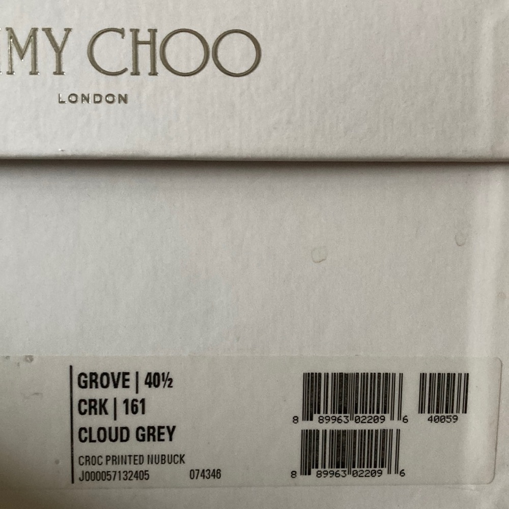 Jimmy Choo Grove sneakers in Cloud Grey Croc printed in size 40.5 / US 7.5